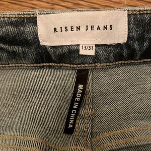 Risen flare cargo drawstring denim